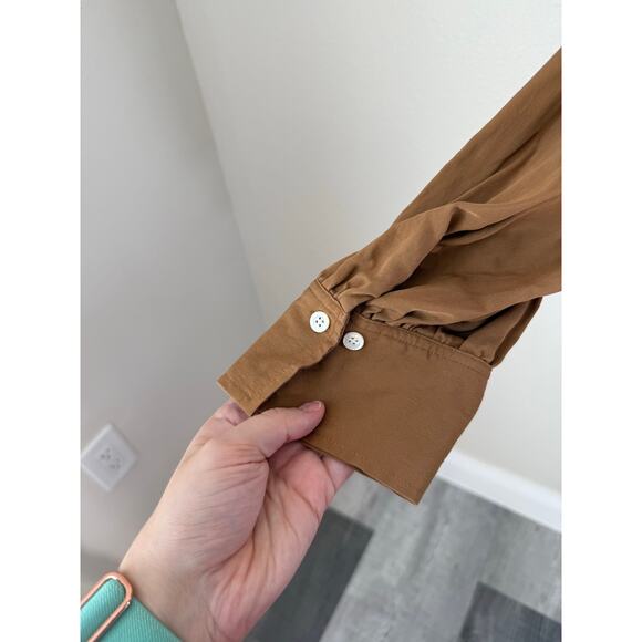 Frame 100% Silk Ruffle V Neck Blouse Size XL - Picture 4 of 8